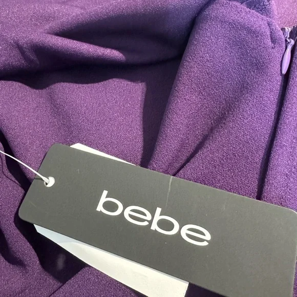 bebe V-neck & Spaghetti Straps Wide-Leg Jumpsuit in Eggplant - Picture 6 of 8
